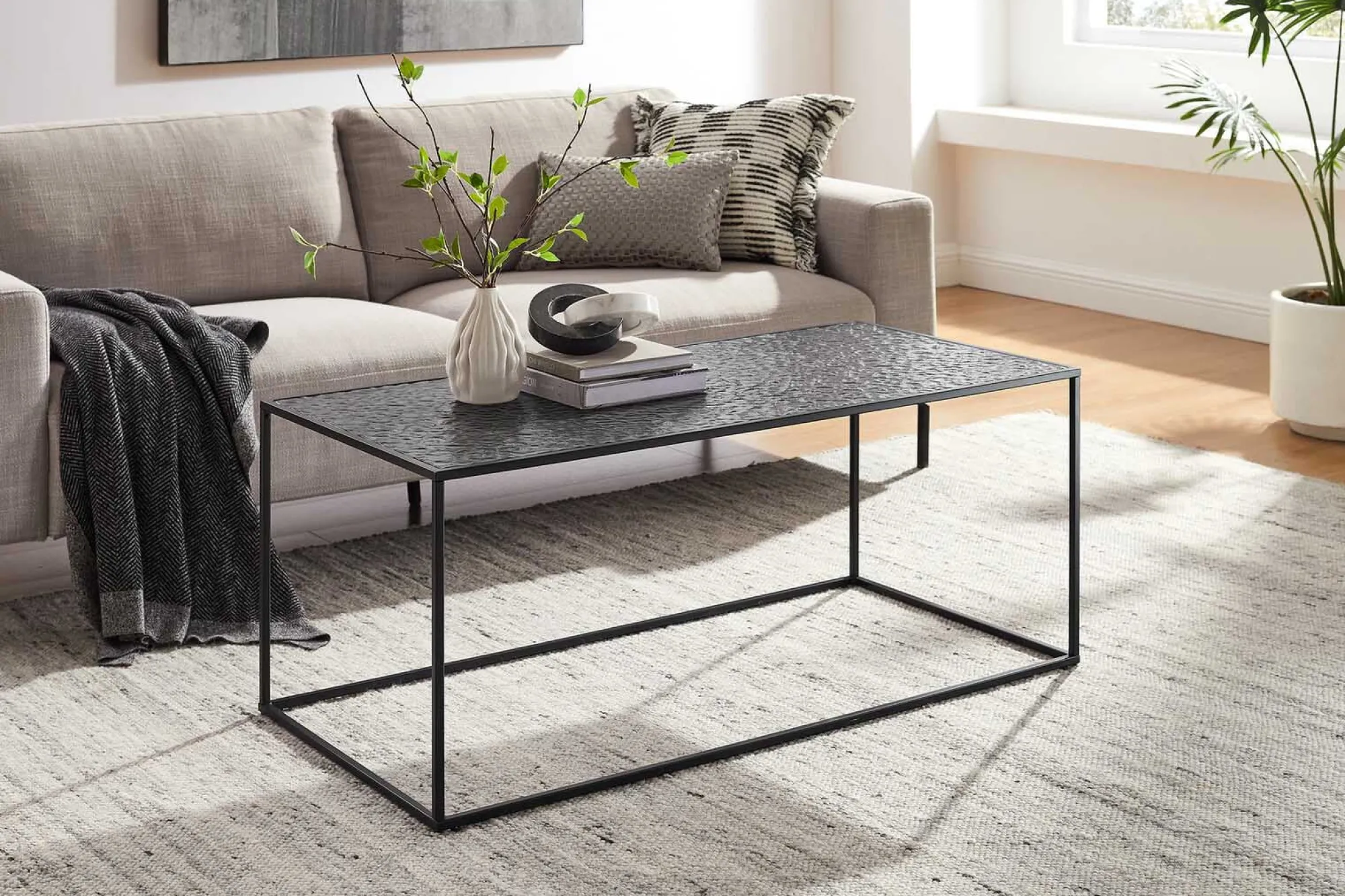 Salontafels^Huisenthuis Salontafel Wolga Zwart 110 cm