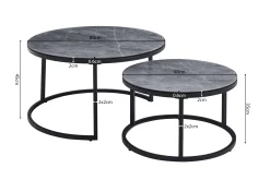 Salontafels^Huisenthuis Salontafelset Fréderique Grijs