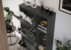 Schoenenkasten^Huisenthuis Schoenenkast Archie Grafiet 85 cm
