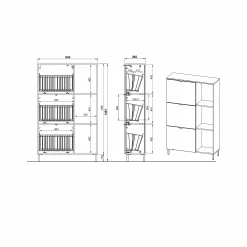 Schoenenkasten^Huisenthuis Schoenenkast Archie Grafiet 85 cm