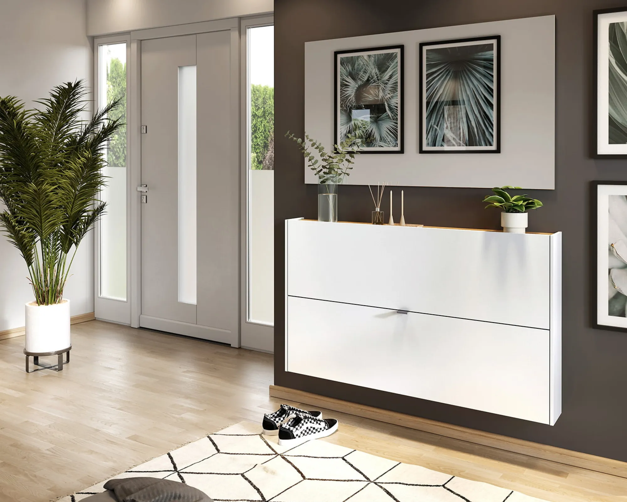 Schoenenkasten^Huisenthuis Schoenenkast Eleonore 140 cm Wit