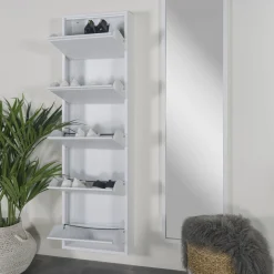 Schoenenkasten^Huisenthuis Schoenenkast Oscar-5 Wit