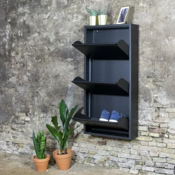 Schoenenkasten^Huisenthuis Schoenenkast Oscar-3 Zwart