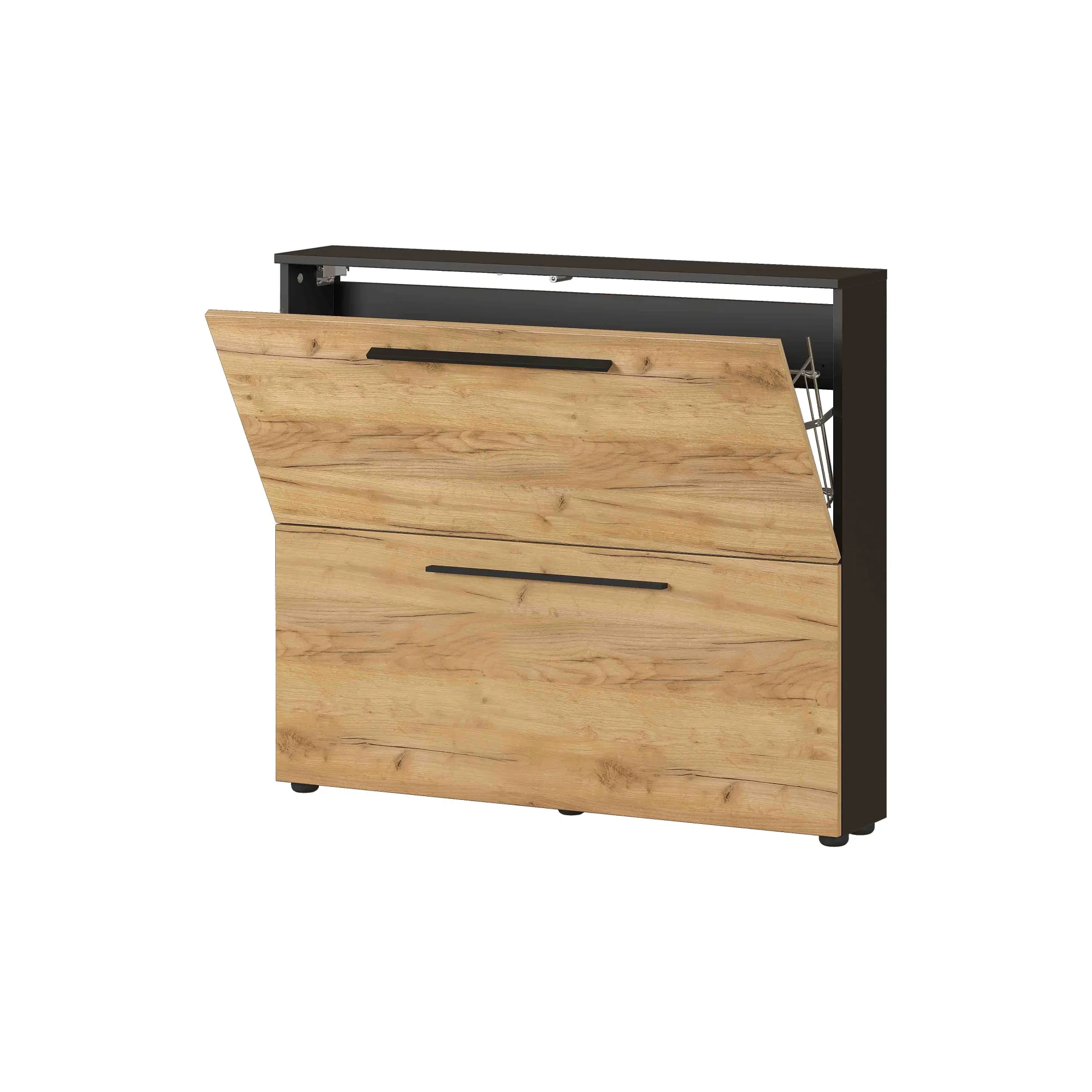 Schoenenkasten^Huisenthuis Schoenenkast Santana Grafiet Eiken 85 cm