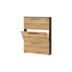 Schoenenkasten^Huisenthuis Schoenenkast Santana Grafiet Eiken 129 cm