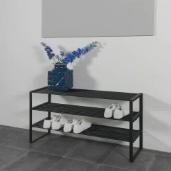 Schoenenkasten^Huisenthuis Schoenenrek Boris 100 cm Zwart