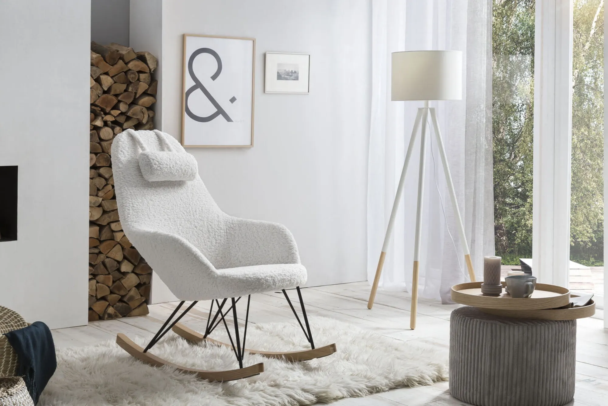 Schommelstoelen|Fauteuils^Huisenthuis Schommelstoel Dani Teddy Wit
