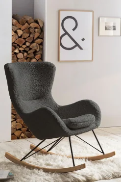 Schommelstoelen|Fauteuils^Huisenthuis Schommelstoel Hannah -Teddy Grijs