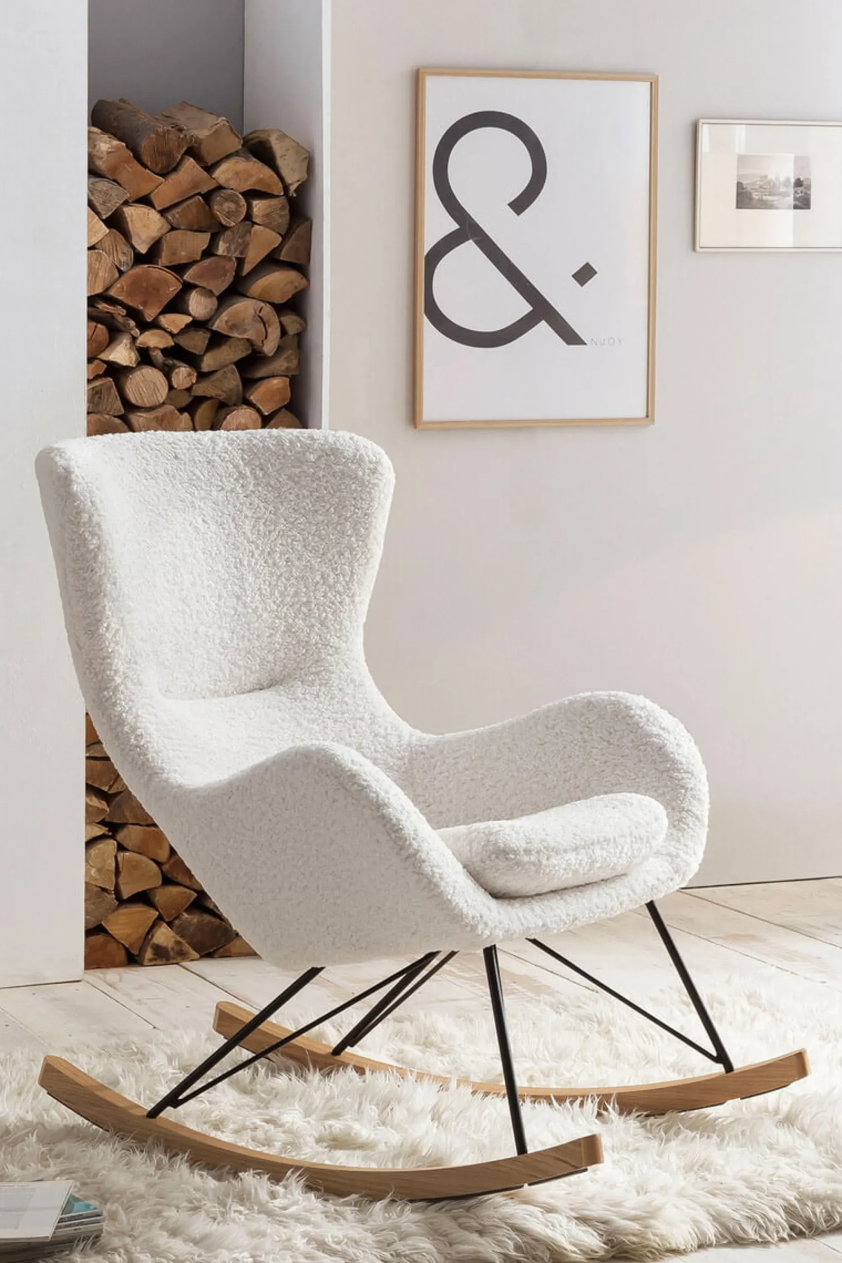 Schommelstoelen|Fauteuils^Huisenthuis Schommelstoel Hannah -Teddy Wit
