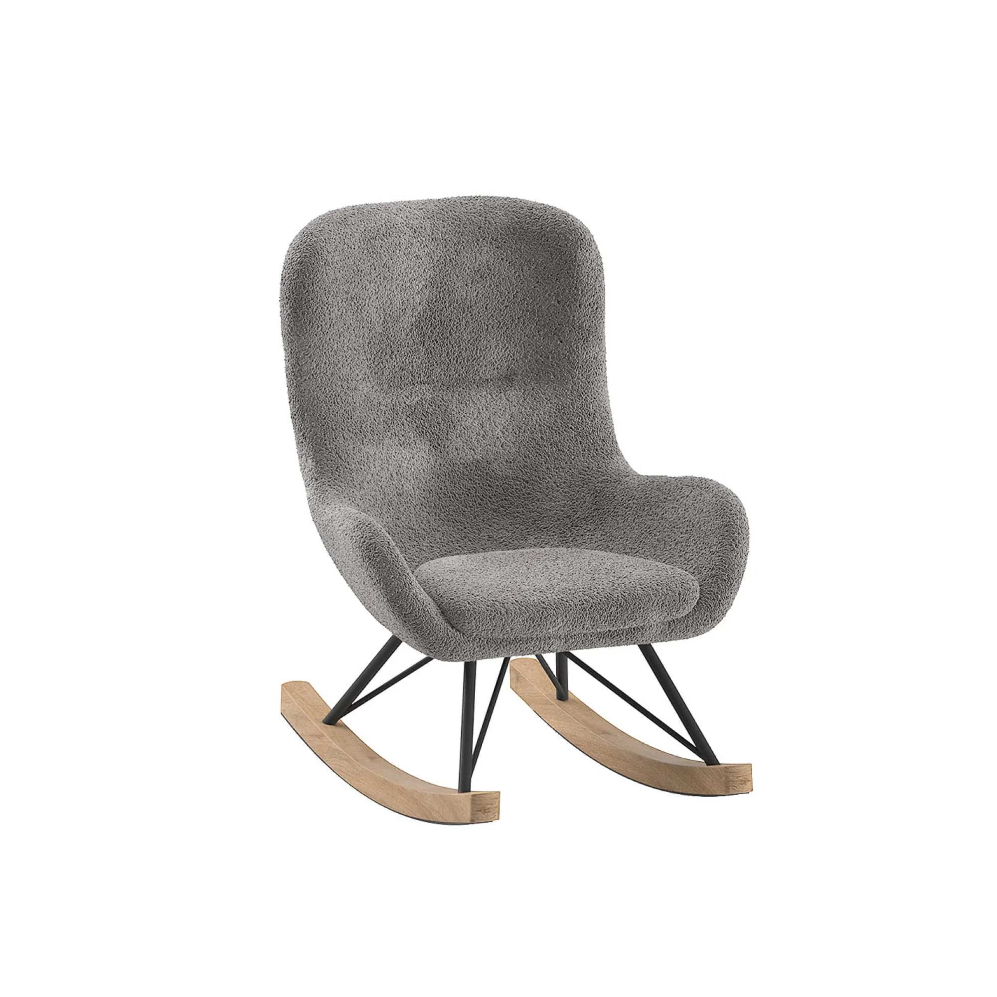 Schommelstoelen|Fauteuils^Huisenthuis Schommelstoel Jula Mini Bouclé Antraciet