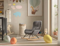 Schommelstoelen|Fauteuils^Huisenthuis Schommelstoel Jula Mini Bouclé Antraciet
