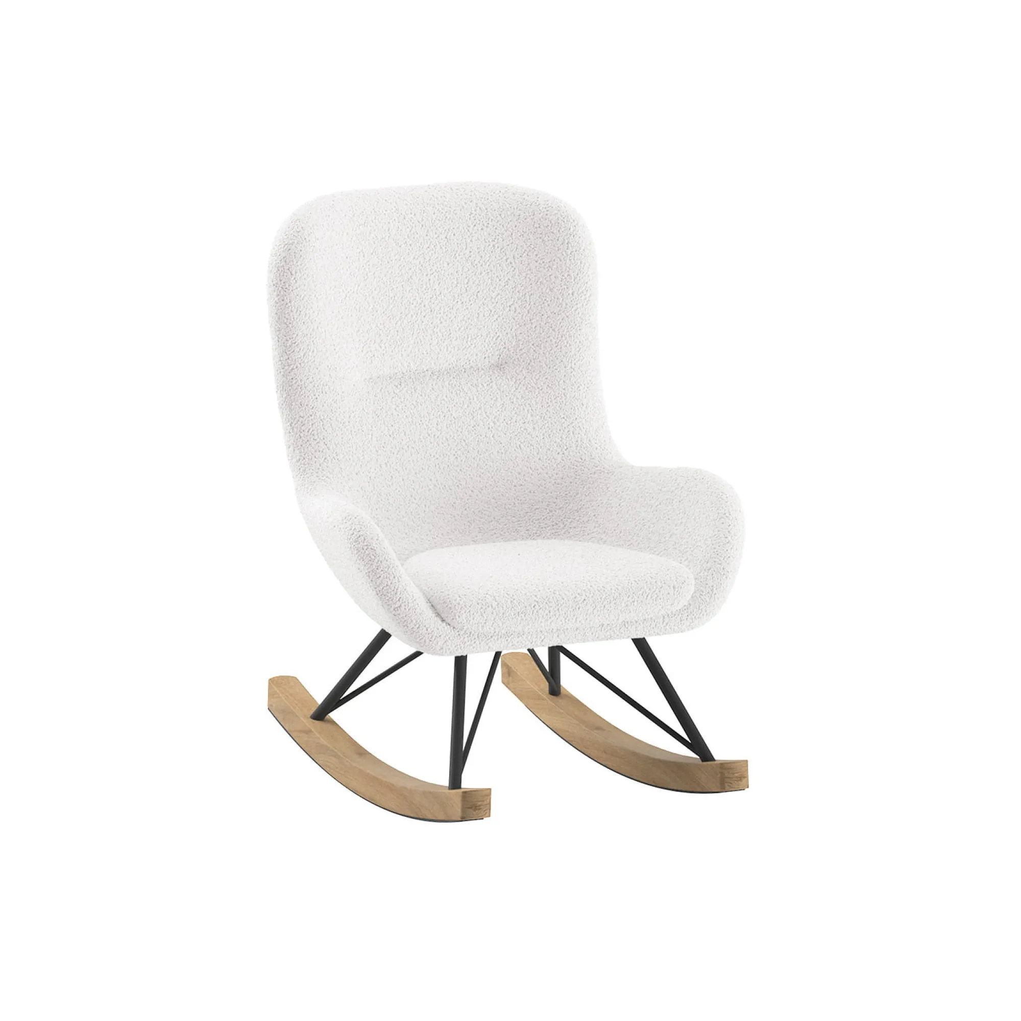 Schommelstoelen|Fauteuils^Huisenthuis Schommelstoel Jula Mini Bouclé Wit