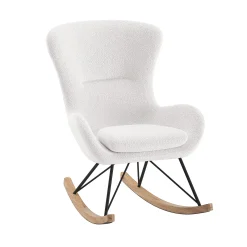 Schommelstoelen|Fauteuils^Huisenthuis Schommelstoel Jula Bouclé Wit