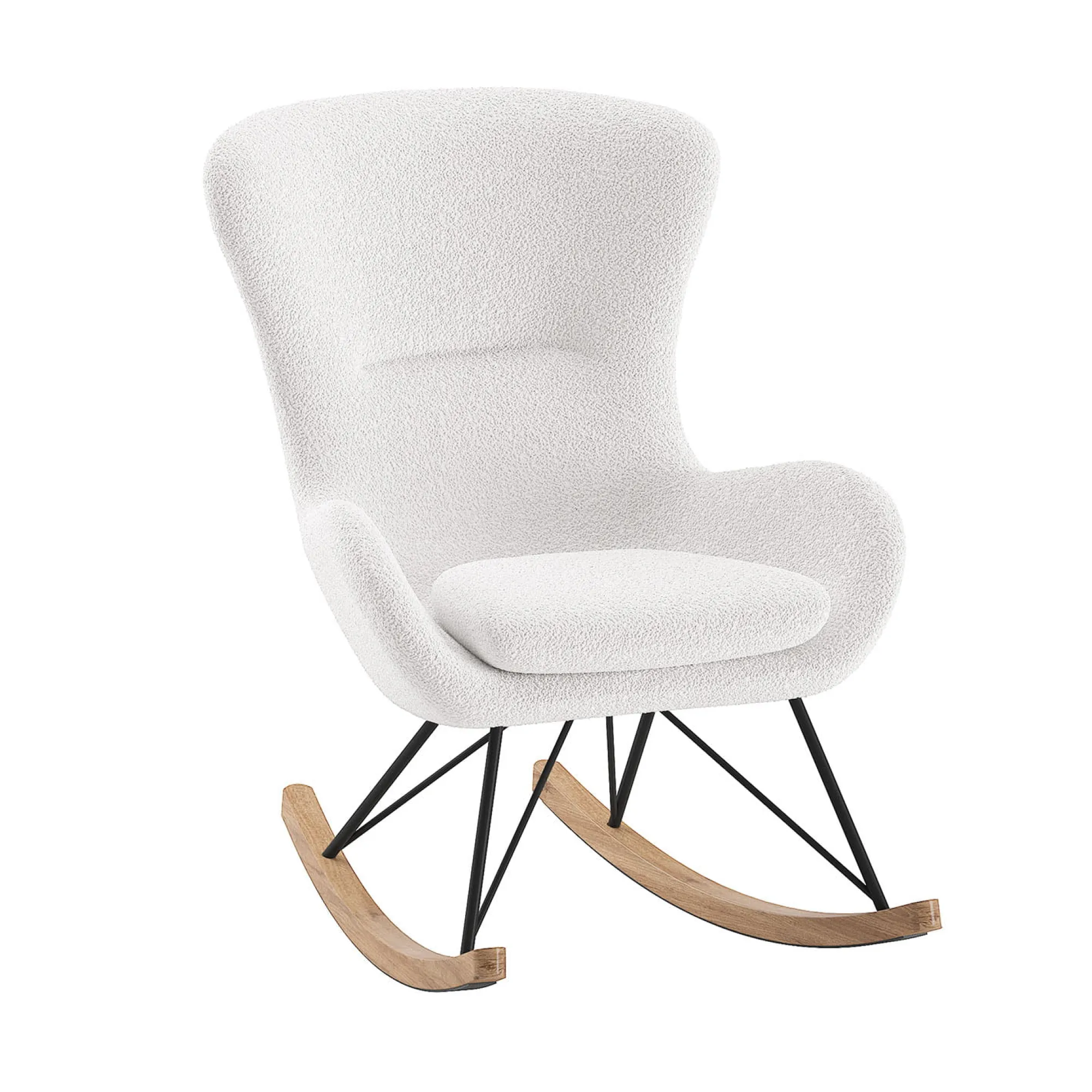 Schommelstoelen|Fauteuils^Huisenthuis Schommelstoel Jula Bouclé Wit