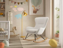 Schommelstoelen|Fauteuils^Huisenthuis Schommelstoel Jula Bouclé Wit
