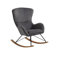 Schommelstoelen|Fauteuils^Huisenthuis Schommelstoel Maartje Donker Teddy Grijs