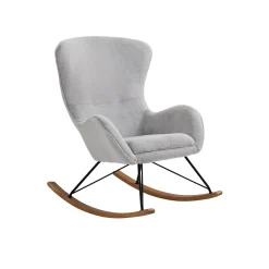 Schommelstoelen|Fauteuils^Huisenthuis Schommelstoel Maartje Licht Teddy Grijs