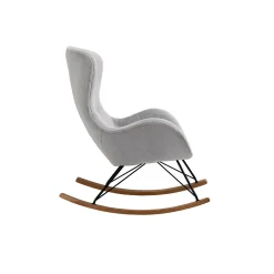 Schommelstoelen|Fauteuils^Huisenthuis Schommelstoel Maartje Licht Teddy Grijs