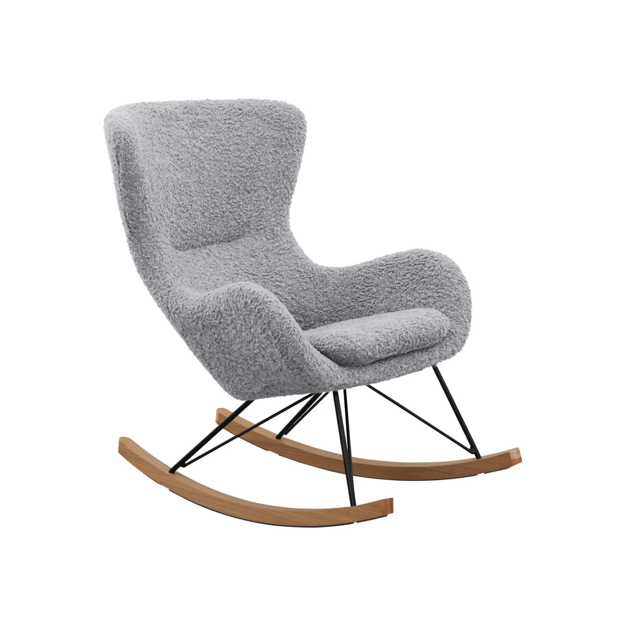 Schommelstoelen|Fauteuils^Huisenthuis Schommelstoel Merel Lichtgrijs Teddy