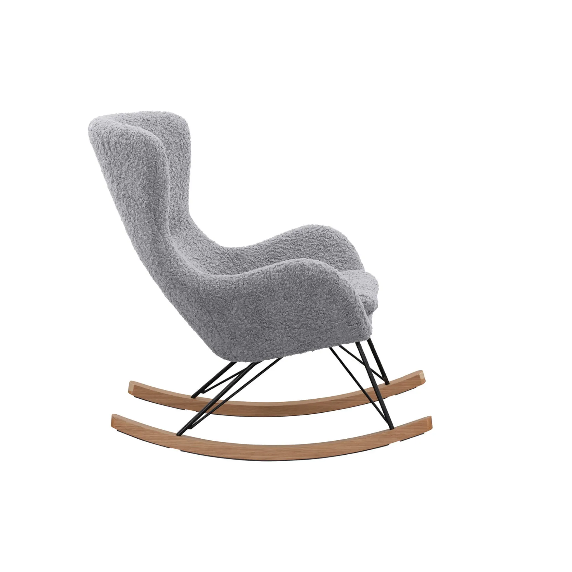 Schommelstoelen|Fauteuils^Huisenthuis Schommelstoel Merel Lichtgrijs Teddy