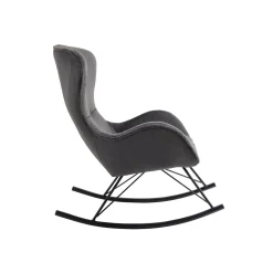 Schommelstoelen|Fauteuils^Huisenthuis Schommelstoel Pippa Donker Teddy Grijs