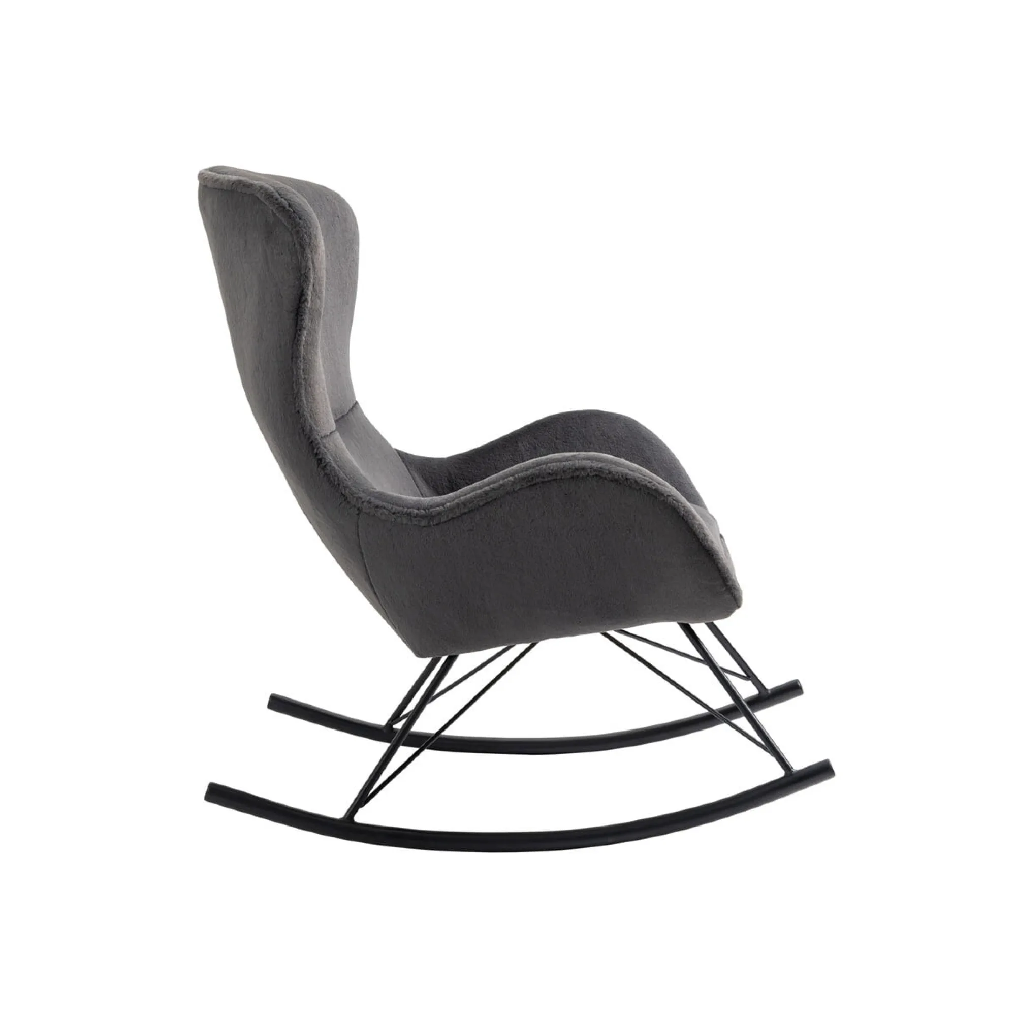 Schommelstoelen|Fauteuils^Huisenthuis Schommelstoel Pippa Donker Teddy Grijs