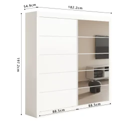 Kledingkasten^Huisenthuis Schuifdeurkast Graham – Spiegel Wit