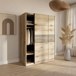 Kinderkamerkasten|Kledingkasten^Huisenthuis Schuifdeurkast Mekong Eiken 150cm