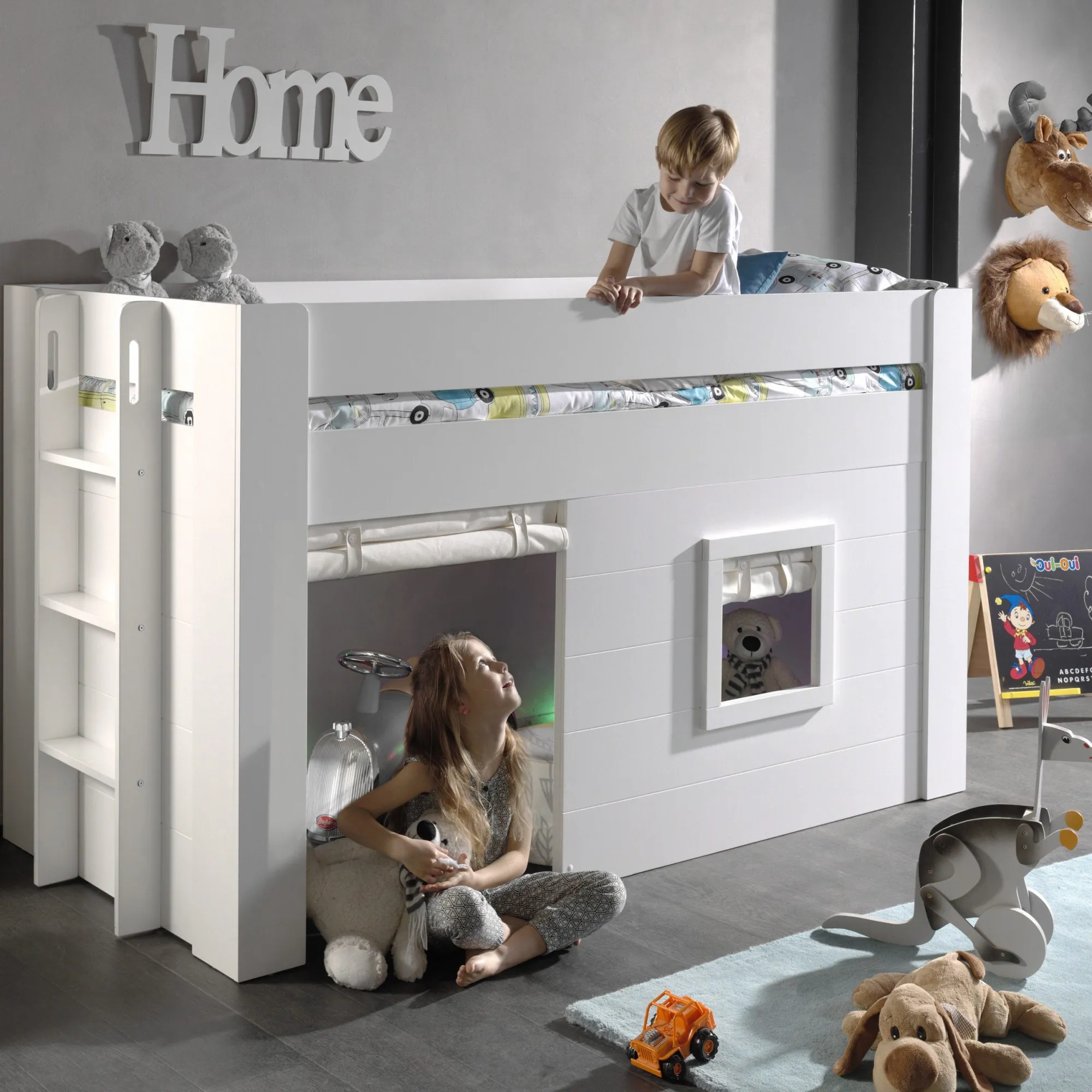 Kinderkameraccessoires^Huisenthuis Set gordijntjes voor stapelbed Rusty