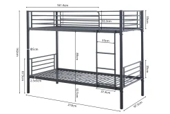 Kinderbedden^Huisenthuis Stapelbed Becky Donkergrijs