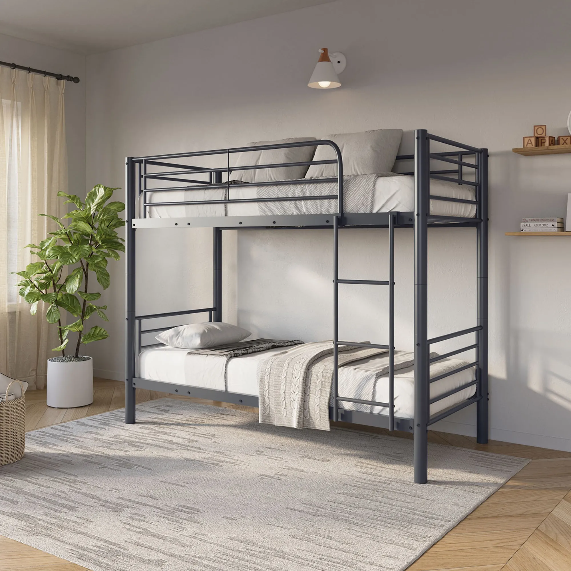 Kinderbedden^Huisenthuis Stapelbed Becky Donkergrijs