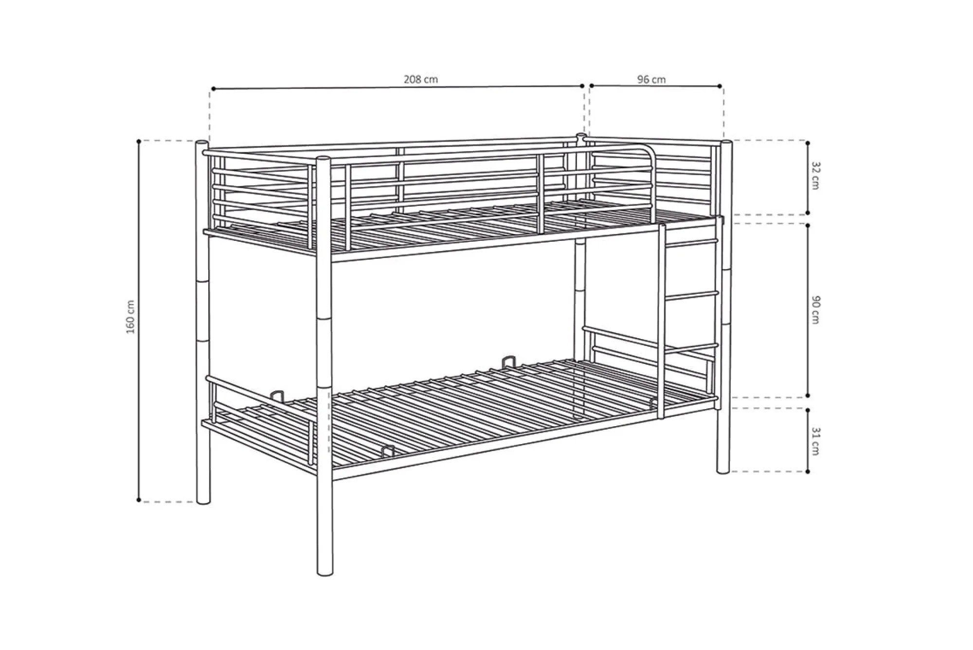 Kinderbedden^Huisenthuis Stapelbed Becky Grijs