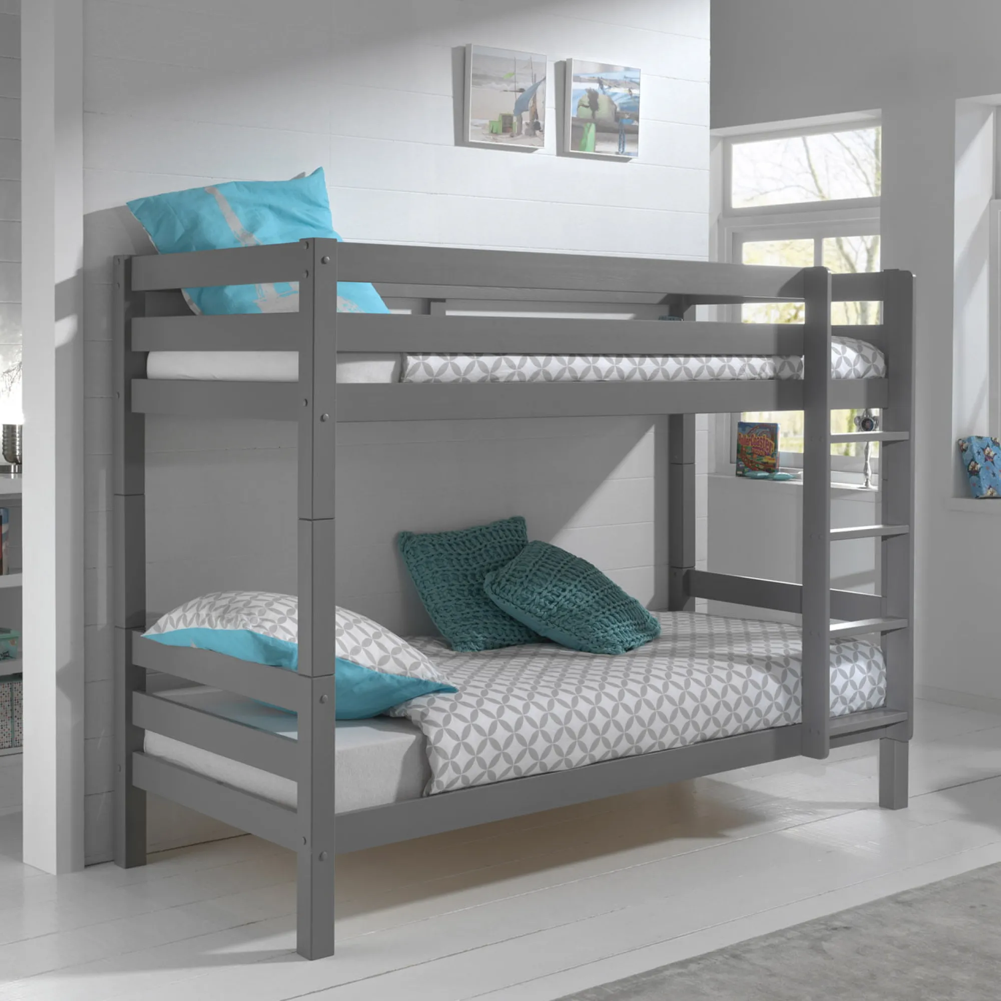 Kinderbedden^Huisenthuis Stapelbed Charlie Halfhoog Grijs