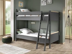 Kinderbedden^Huisenthuis Stapelbed Dex Grenen 90×200 cm Antraciet