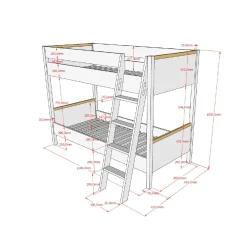 Kinderbedden^Huisenthuis Stapelbed Dex Grenen 90×200 cm Wit