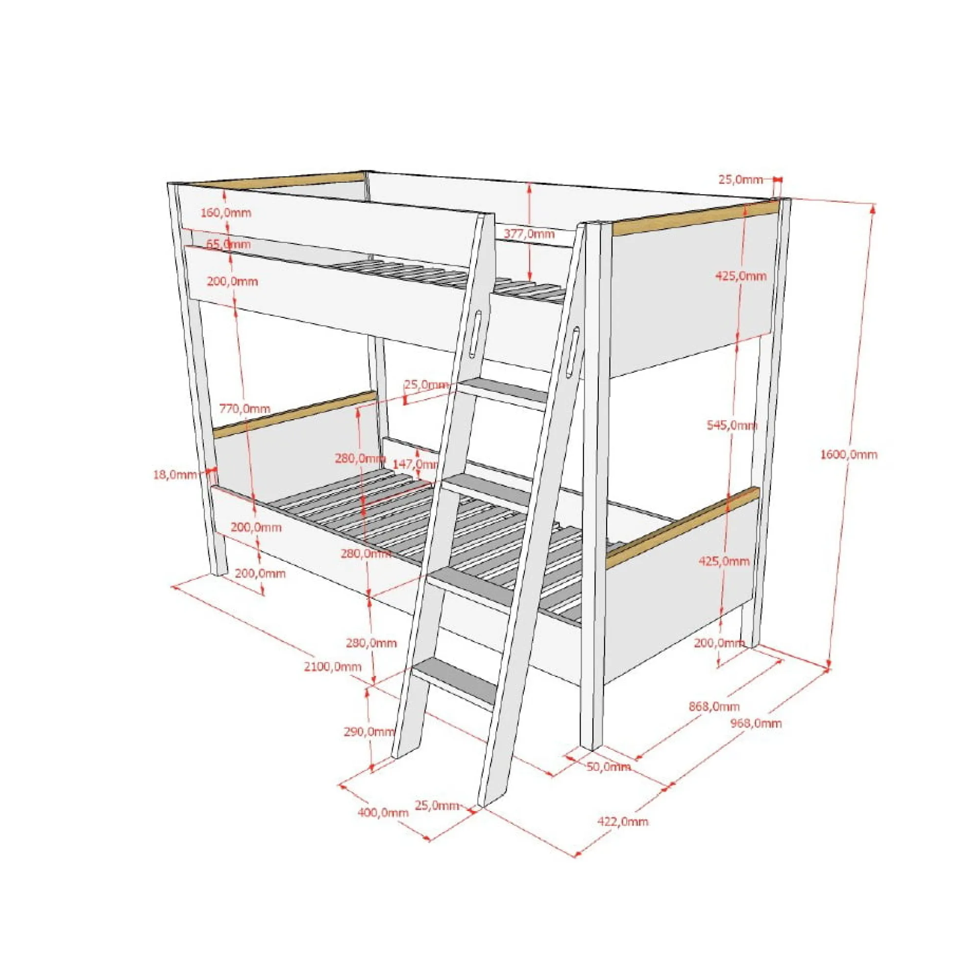 Kinderbedden^Huisenthuis Stapelbed Dex Grenen 90×200 cm Wit