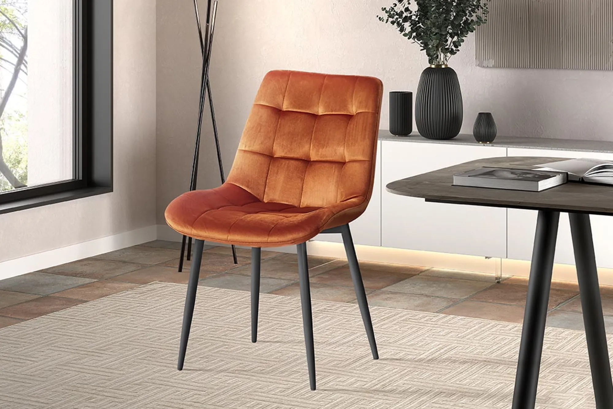 Eetkamerstoelen^Huisenthuis Stoel Alice – Set van 4 Oranje