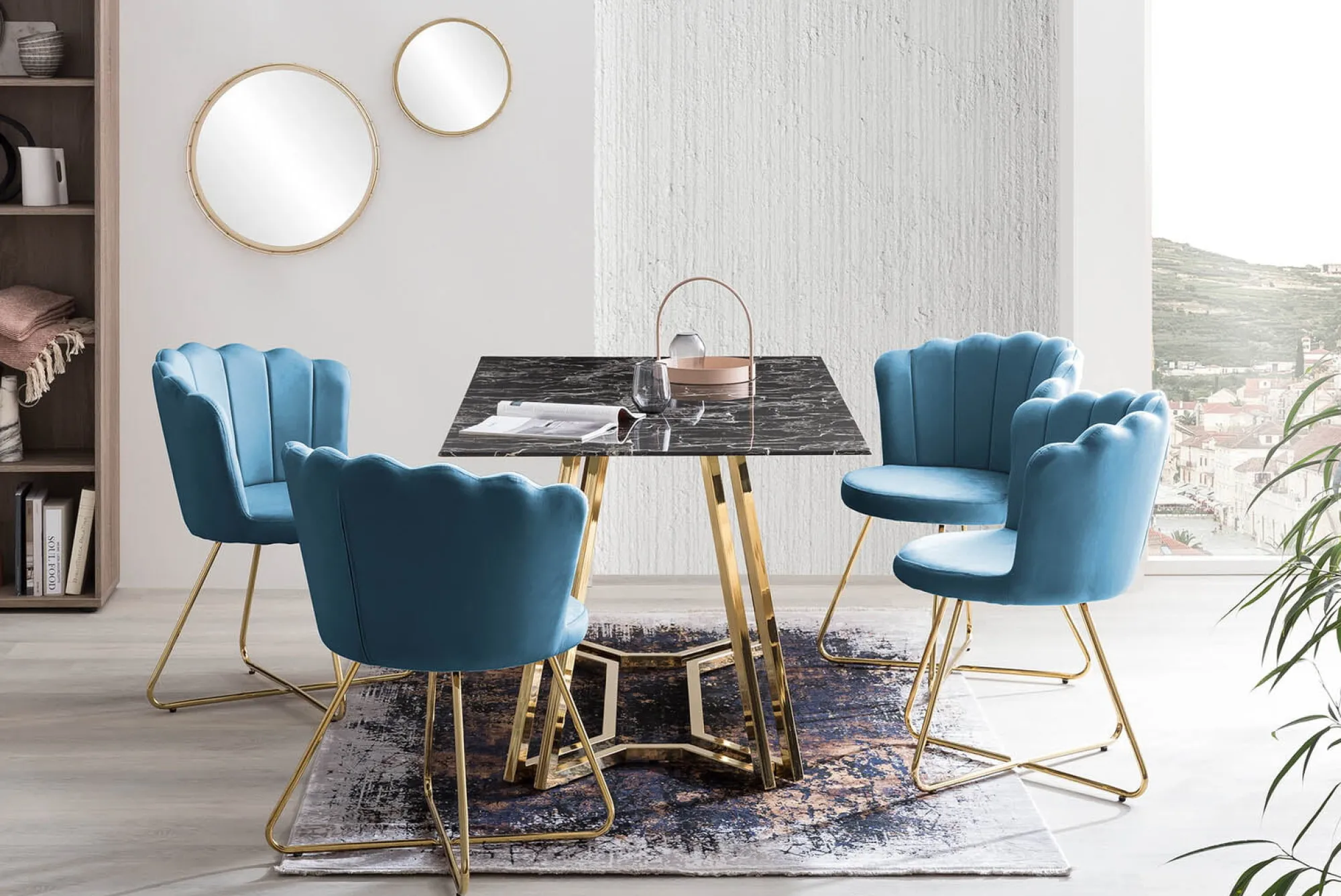 Eetkamerstoelen^Huisenthuis Stoel Chanelle – Set van 2 Blauw