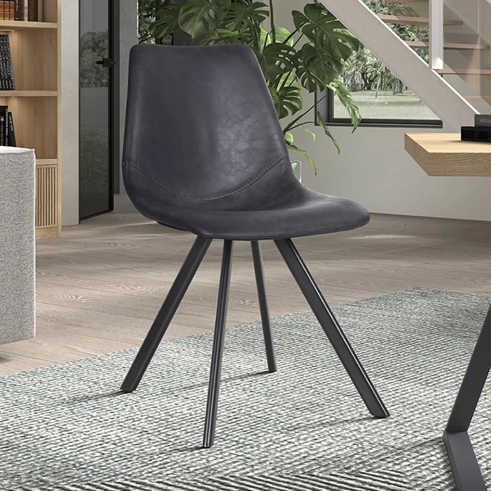 Eetkamerstoelen^Huisenthuis Stoel Collin – Set van 2 Zwart