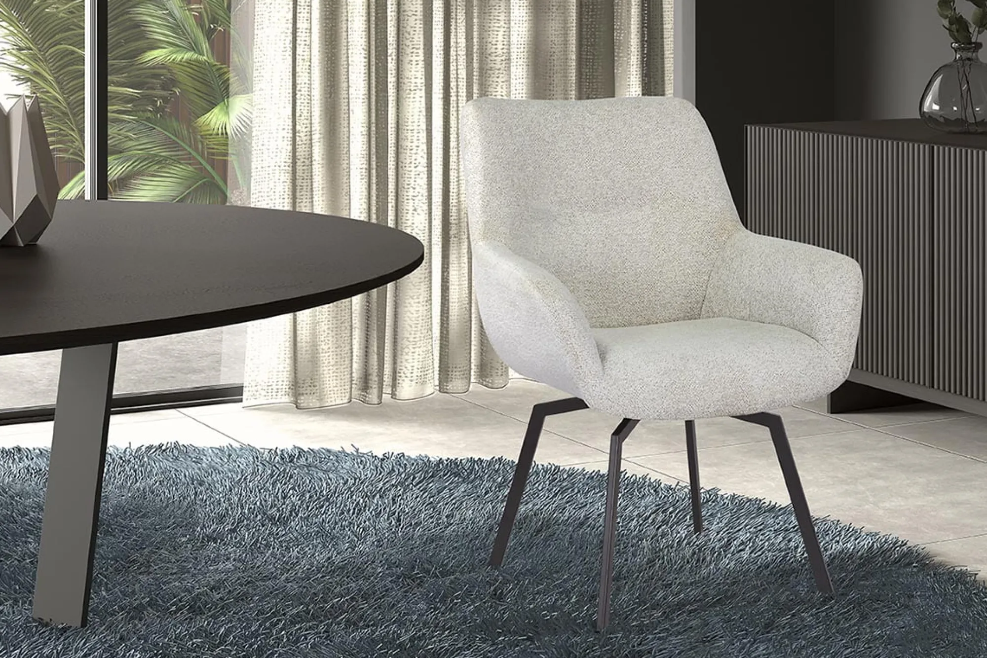 Eetkamerstoelen^Huisenthuis Stoel Denise Teddy Ecru