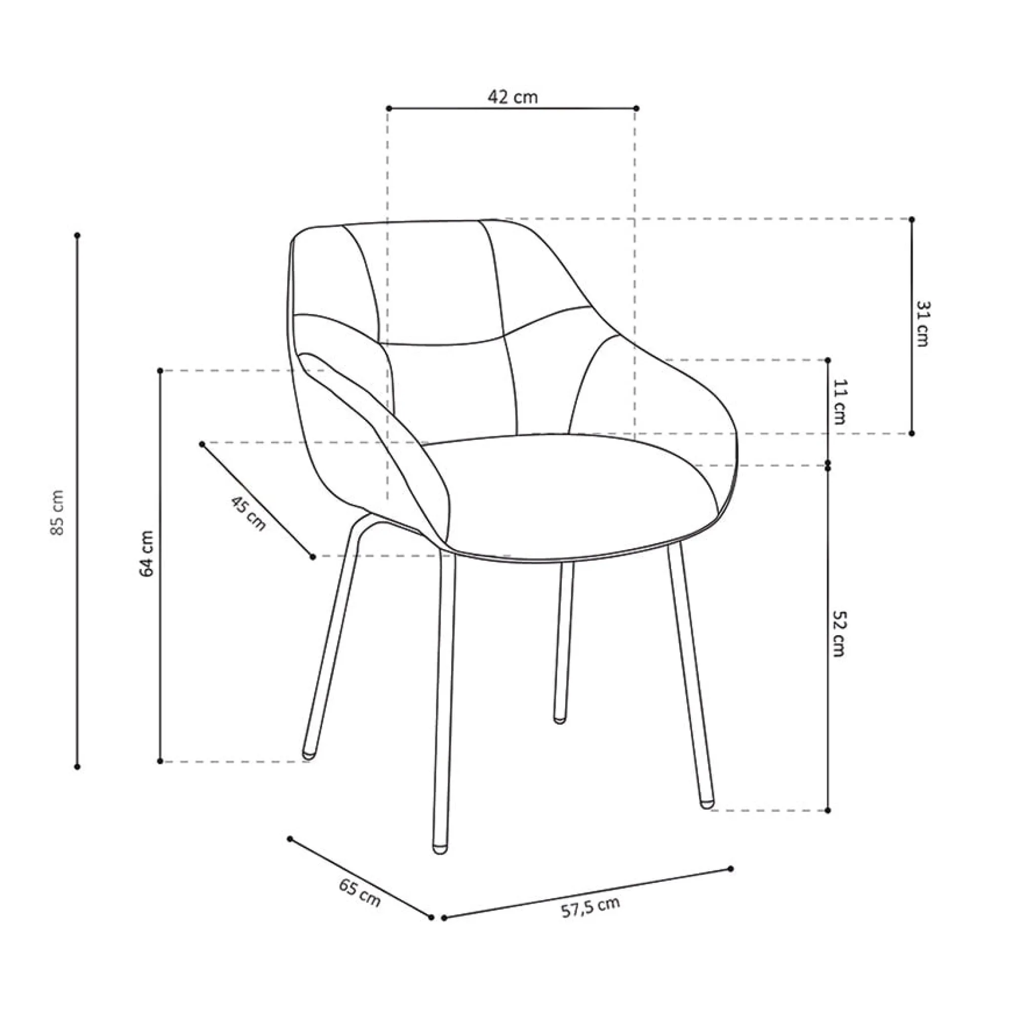 Eetkamerstoelen^Huisenthuis Stoel Dundee Grijs-Donkergrijs – Set van 2 Donkergrijs, Grijs