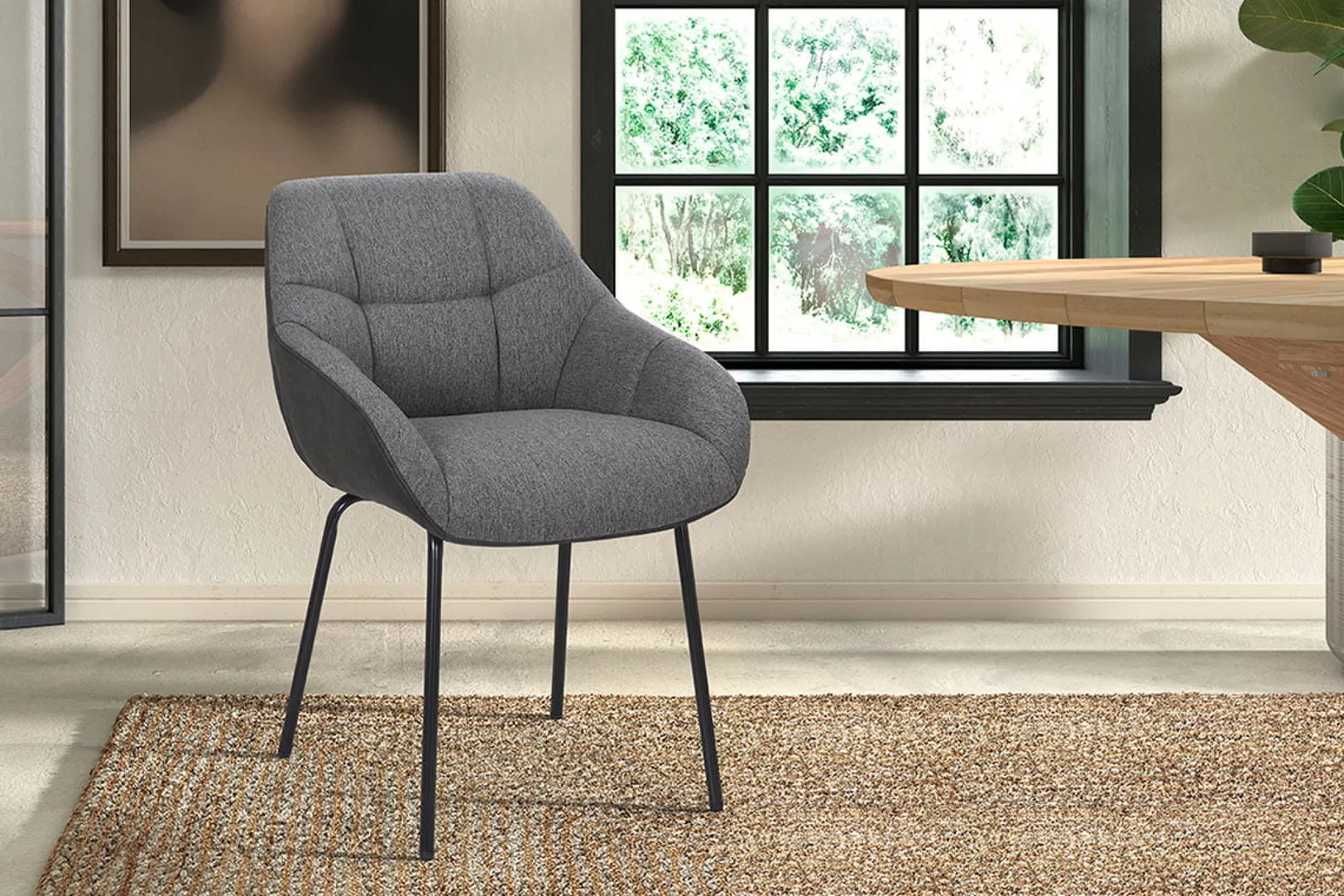 Eetkamerstoelen^Huisenthuis Stoel Dundee Grijs-Donkergrijs – Set van 2 Donkergrijs, Grijs