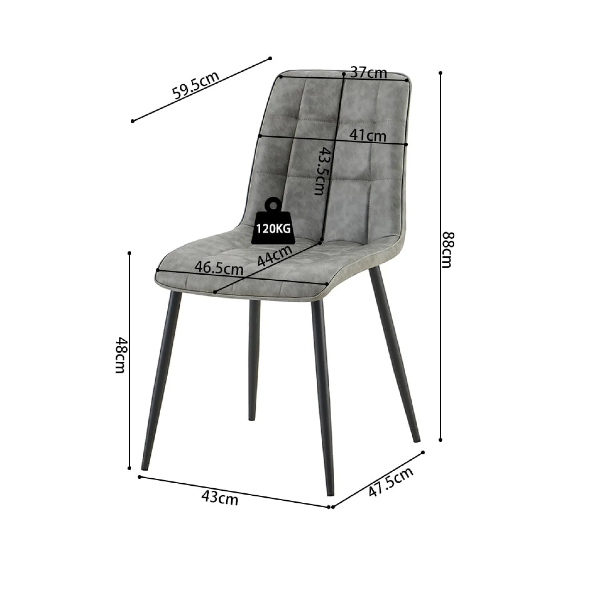 Eetkamerstoelen^Huisenthuis Stoel Fons Grijs – Set van 4