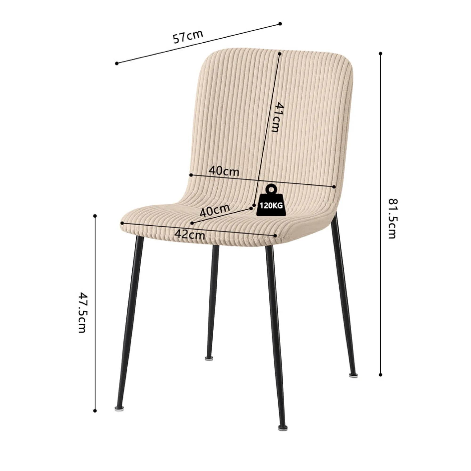 Eetkamerstoelen^Huisenthuis Stoel James Beige Ribstof – Set van 2