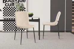 Eetkamerstoelen^Huisenthuis Stoel James Beige Ribstof – Set van 2