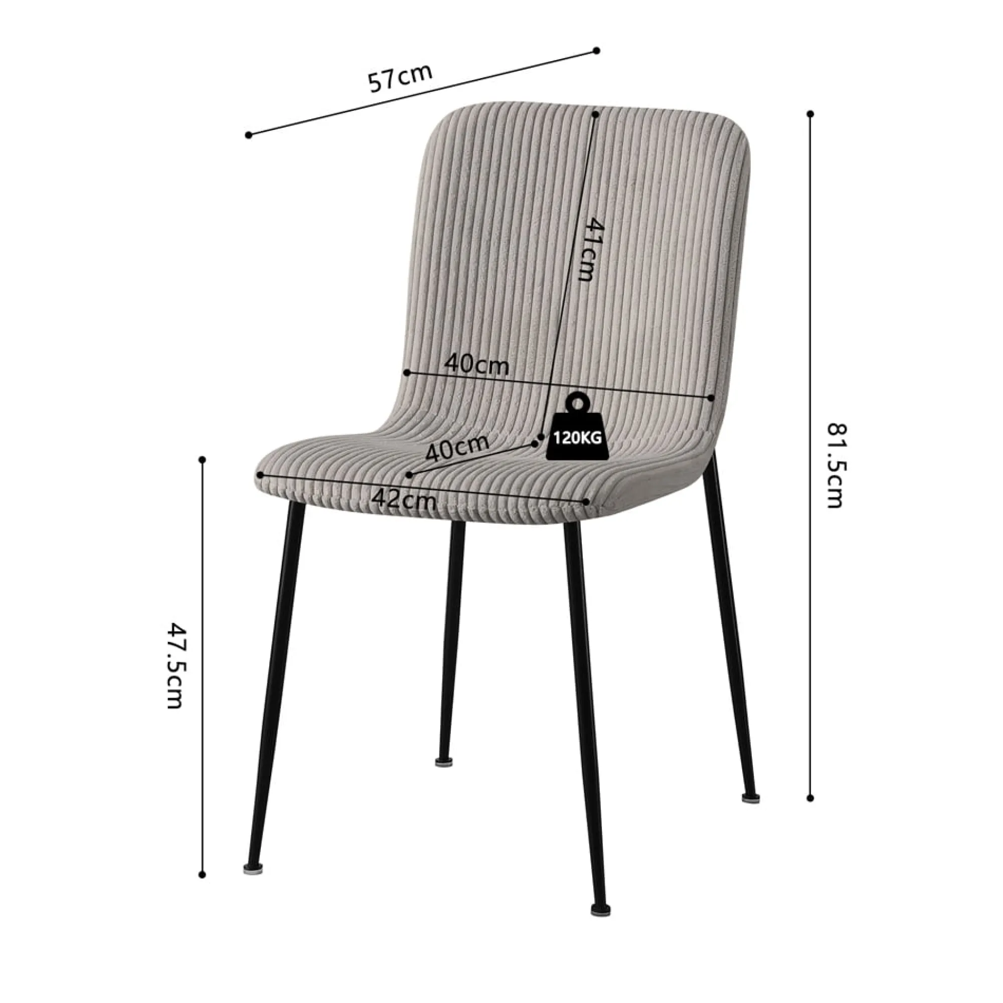 Eetkamerstoelen^Huisenthuis Stoel James Lichtgrijs Ribstof – Set van 2