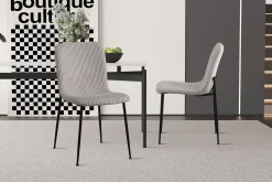 Eetkamerstoelen^Huisenthuis Stoel James Lichtgrijs Ribstof – Set van 2