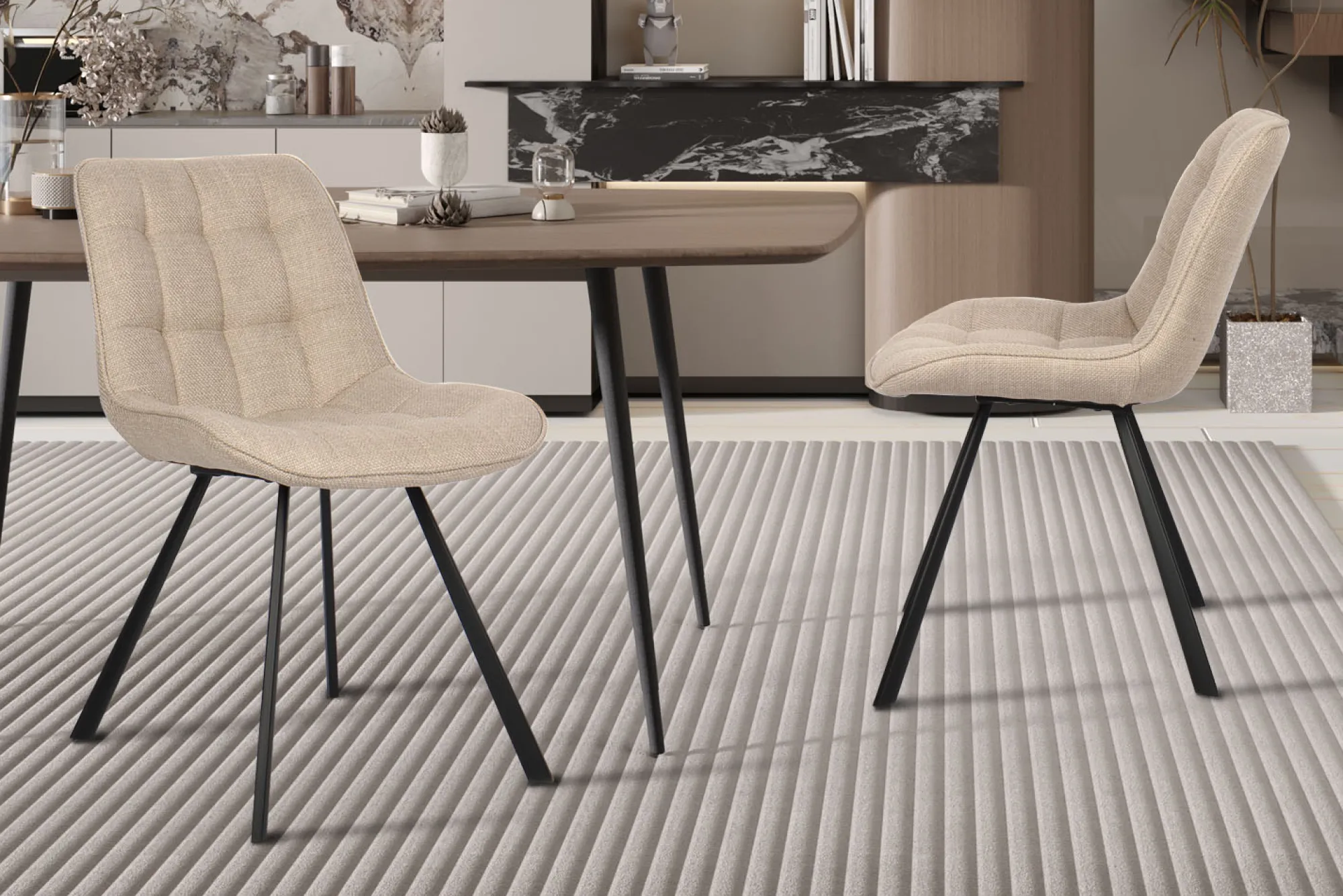 Eetkamerstoelen^Huisenthuis Stoel Johanna Beige – Set van 2