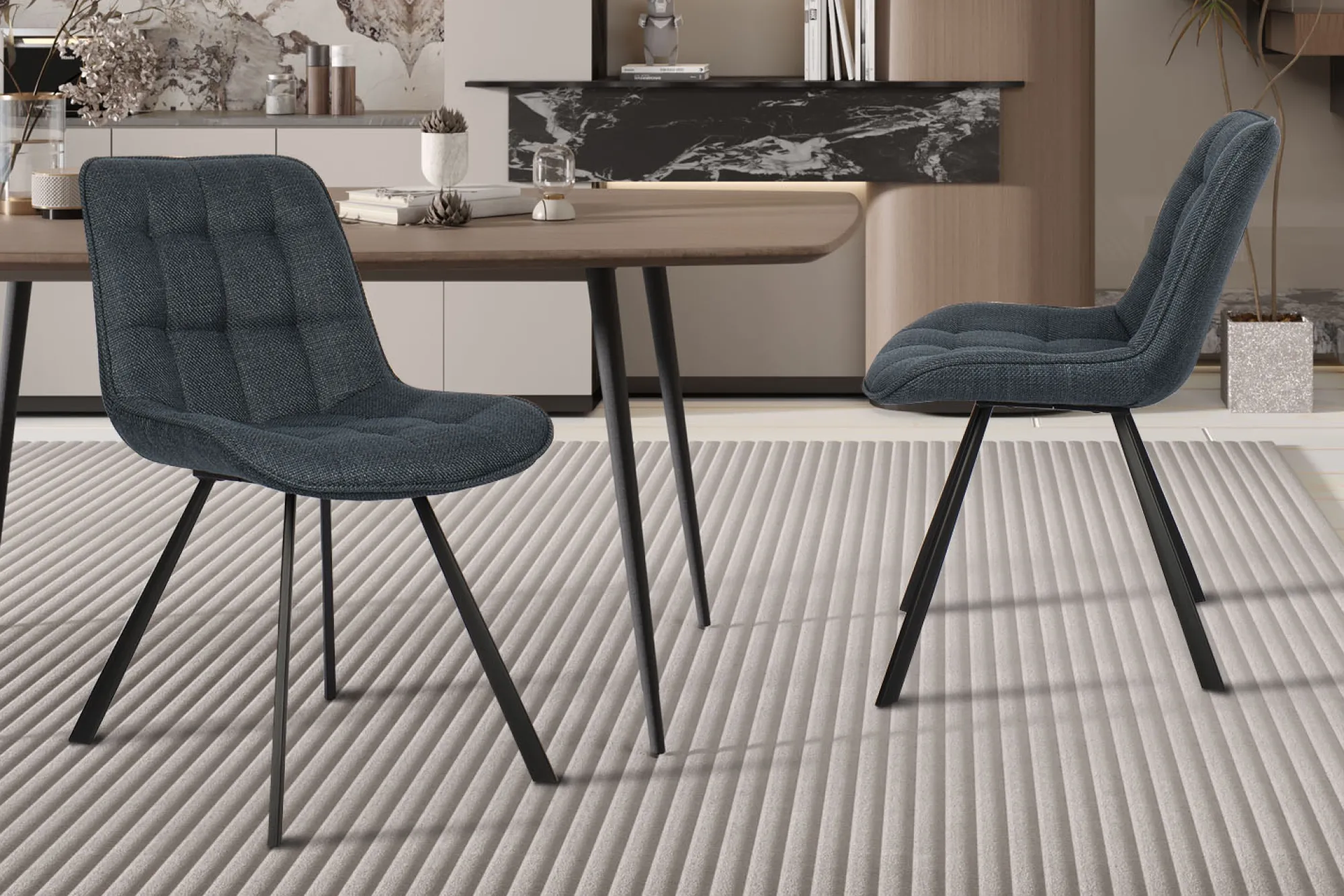 Eetkamerstoelen^Huisenthuis Stoel Johanna Donkerblauw – Set van 2