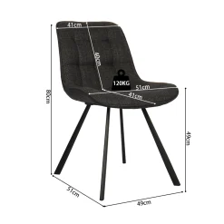 Eetkamerstoelen^Huisenthuis Stoel Johanna Donkergrijs – Set van 2